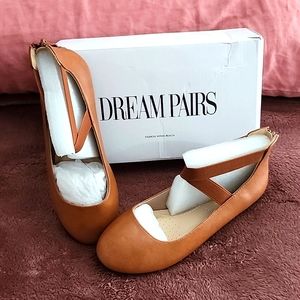 Brown Ballet Flats with straps.